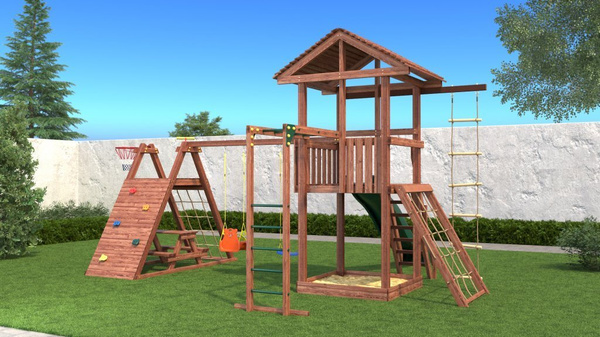 CustWood Family F11 Детская деревянная игровая площадка, спортивный ...