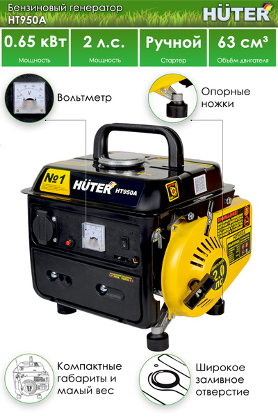 Генератор бензиновый Huter HT950A строительный электрогенератор ...