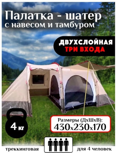 Палатка 4-местная Мир Удивительных Товаров 4-местная - купить по ...