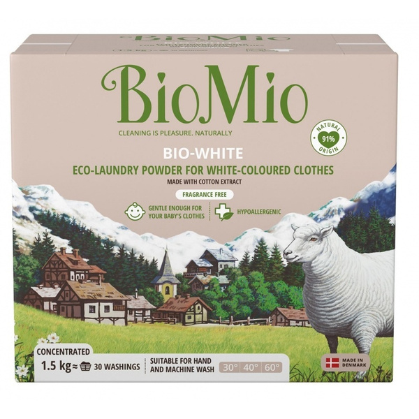 Стиральный порошок BioMio Bio-white, для белого белья, без запаха ...