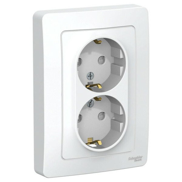 Розетка с заземлением Schneider Electric BLANCA 2-я (2Р+Е) шторки, 16А ...