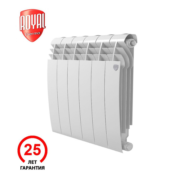Секционный радиатор Royal Thermo BiLiner Bianco Traffico, Биметалл, 6 ...