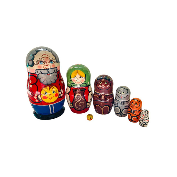 Матрешка ДИННИ, сказка Колобок, 7 фигурок развивающие деревянные ...