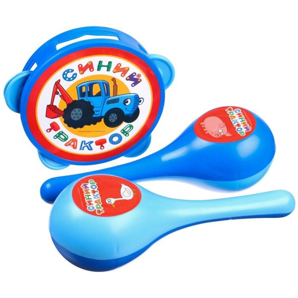 Музыкальные инструменты "Маракасы и бубен: Синий трактор", 3 предмета ...