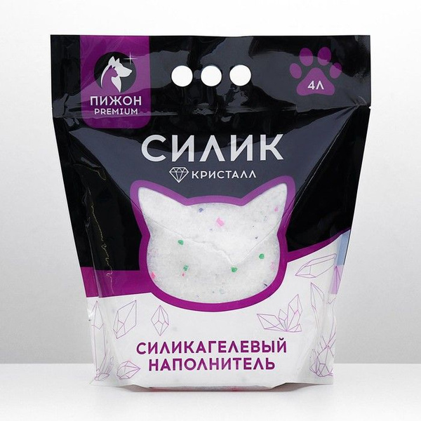 Наполнитель силикагелевый "Пижон Premium Crystal", колотый, 4 л, 1 шт ...
