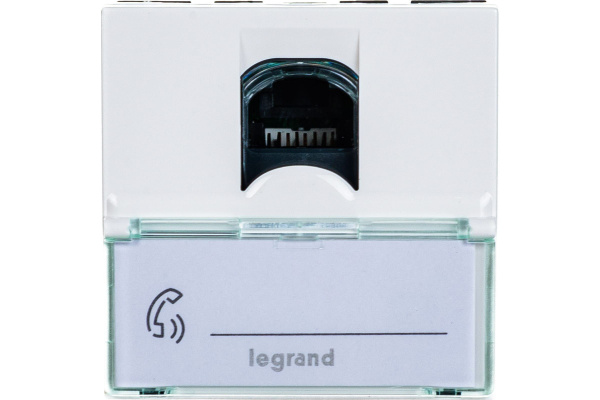 Розетка механизм RJ45 UTP кат. 5е 2 модуля Legrand Mosaic Белая 76554 ...