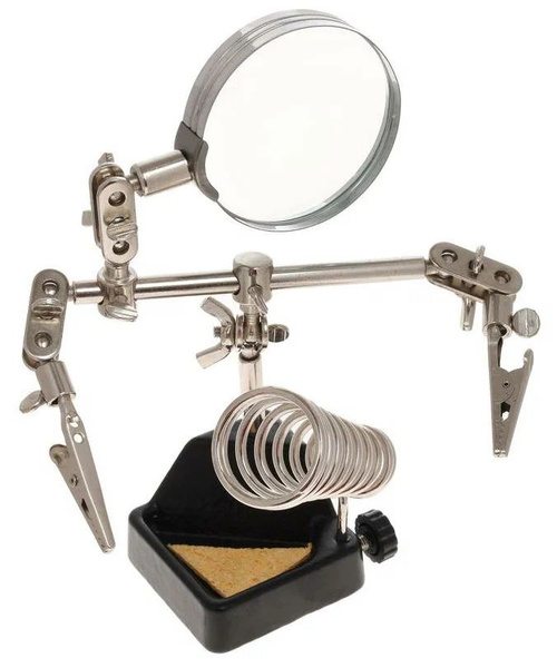 Настольная сварочная монтажная лупа для пайки 2,5x-60мм, третья рука на ...