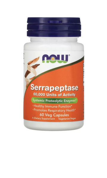 Серрапептаза 60,000 единиц NOW Serrapeptase 60,000 Units of Activity 33 ...
