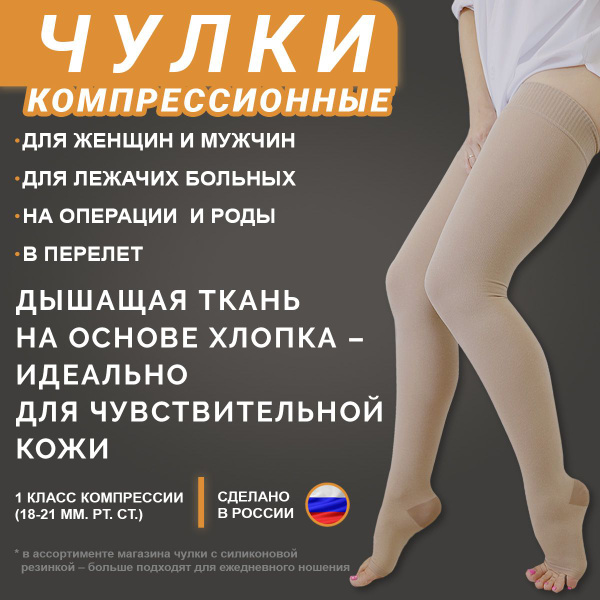 Компрессионные чулки Центр Компресс компрессионные бежевый, 1 класс ...