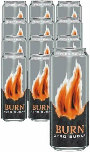 Энергетический напиток Burn Берн Персик Манго Zero Sugar/12 шт ...
