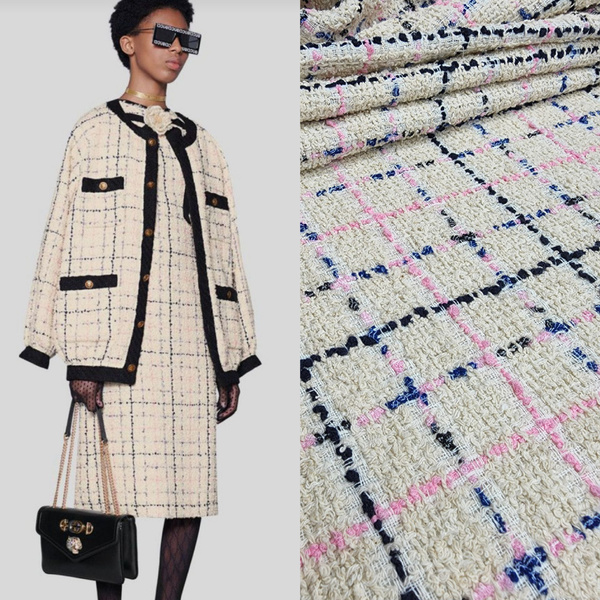 крупный план ткани: твид и клетка