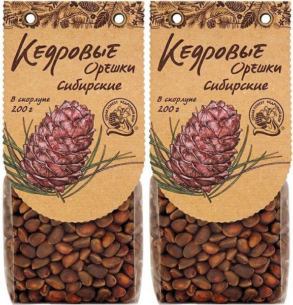 Орехи Кедровый бор кедровые сырые неочищенные, комплект: 2 упаковки по ...