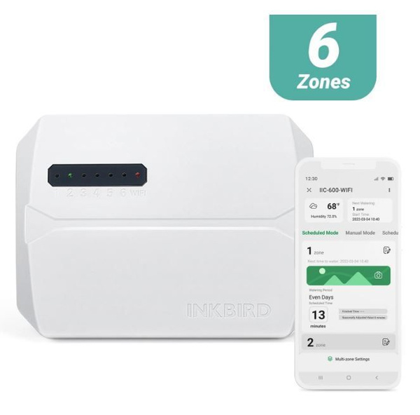 Контроллер полива INKBIRD IIC-600-WIFI, 6 зон полива, поддержка WI-FI ...
