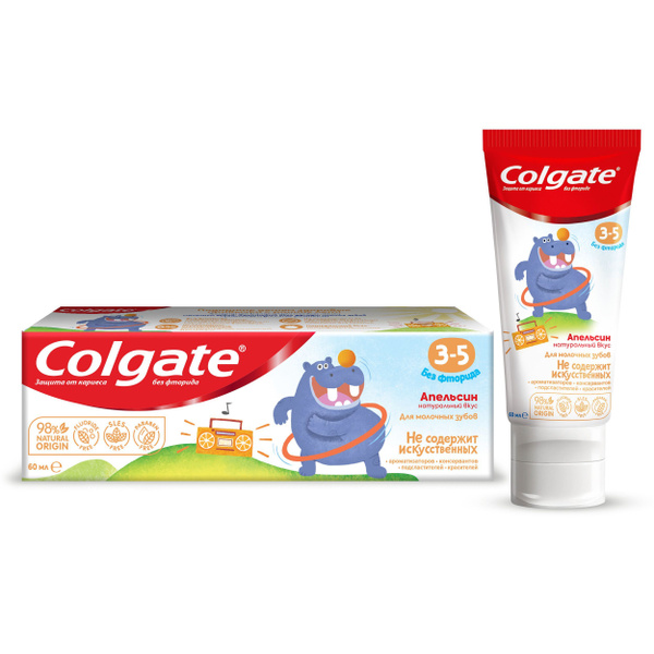 Зубная паста детская Colgate 3-5, защита от кариеса, без фторида, для ...