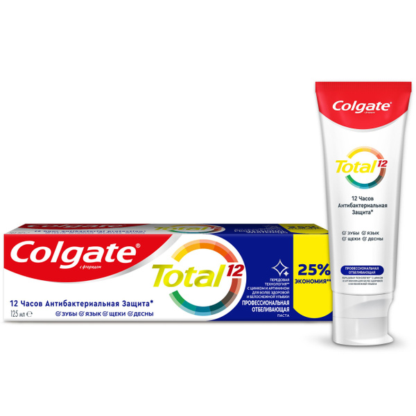 Зубная паста Colgate Total 12 Профессиональная Отбеливающая с цинком и ...