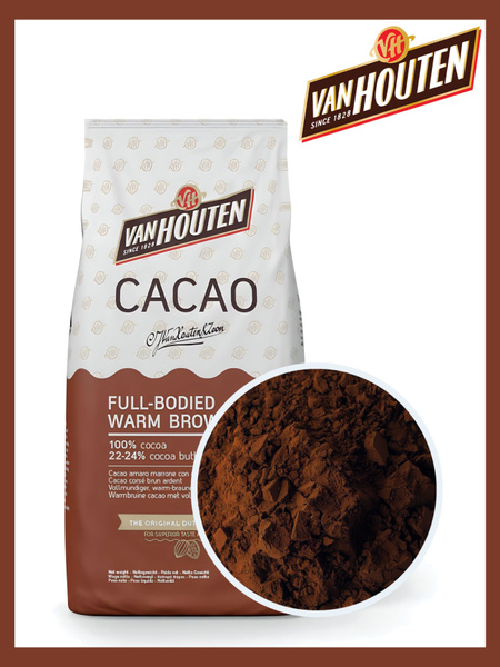 Какао-порошок VAN HOUTEN Full-bodied warm brown 22-24% 1 кг - купить с ...