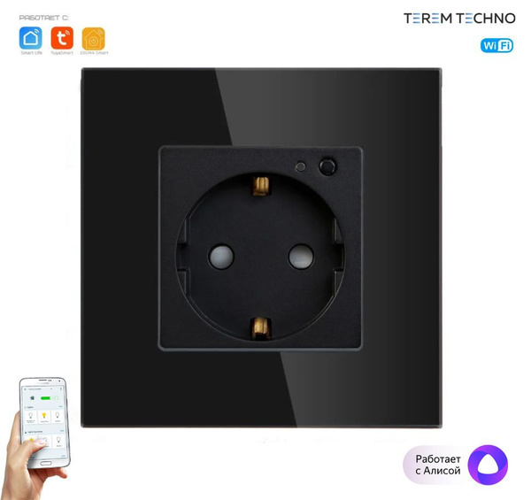 Умная WiFi встроенная розетка Terem Techno с Алисой 16А Tuya / Smart ...