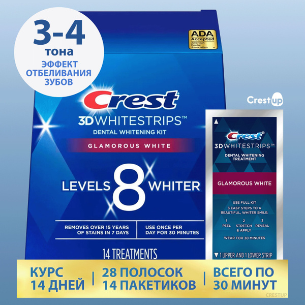 Crest 3D Whitestrips Glamorous White Отбеливающие полоски для зубов ...