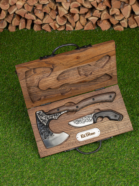 Подарочный набор нож топор в деревянной коробке с гравировкой - купить ...