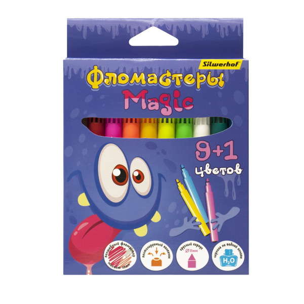 Фломастеры Silwerhof Magic Монстрики круглый пишущий наконечник ...
