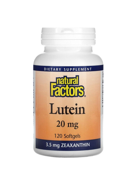 Лютеин Натурал Факторс, Lutein Natural Factors, 20 мг, 120 капсул ...
