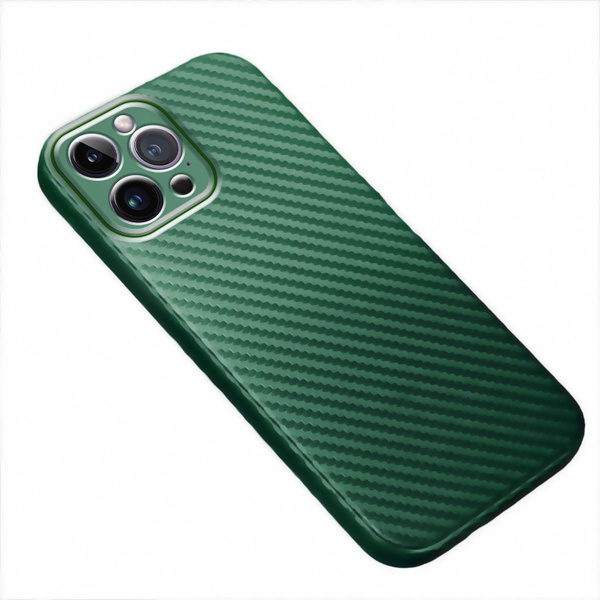 Карбоновый чехол для iPhone 14 Pro Max / Айфон 14 Про Макс, зеленый ...