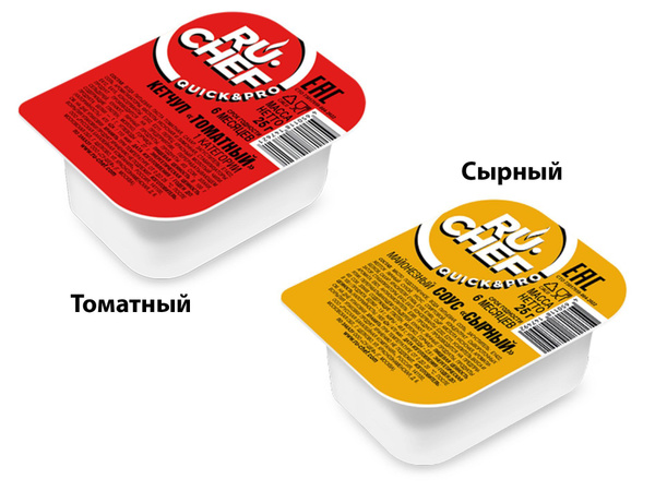 Соус порционный ассорти, 120шт х 25мл, RU CHEF, дип-пот: Сырный ...