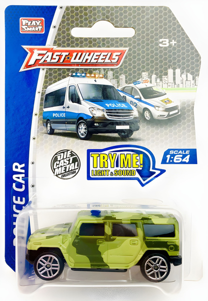 Модель металлической военной машины джип Fast Wheels, звук сирены ...