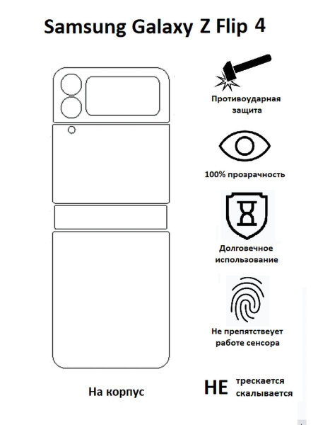 Защитная пленка Samsung Galaxy Z Flip 4 / Самсунг Гелакси Z Флип 4 для ...