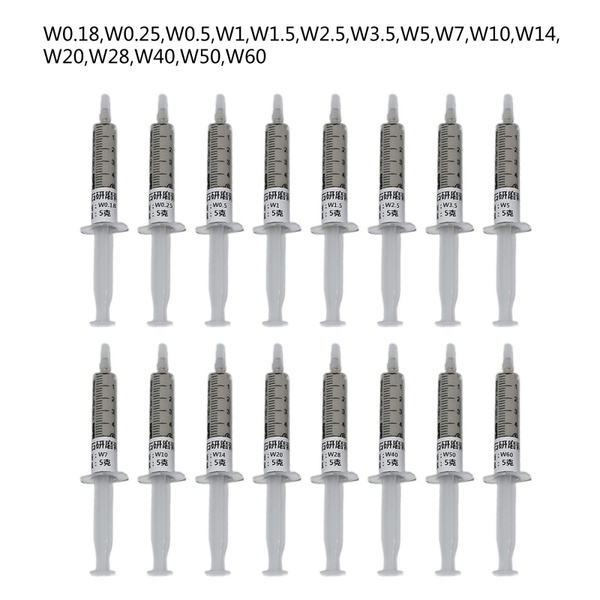 16x W0.18-W60 Полировальные притирочные пасты, шприцы с растворимыми в ...