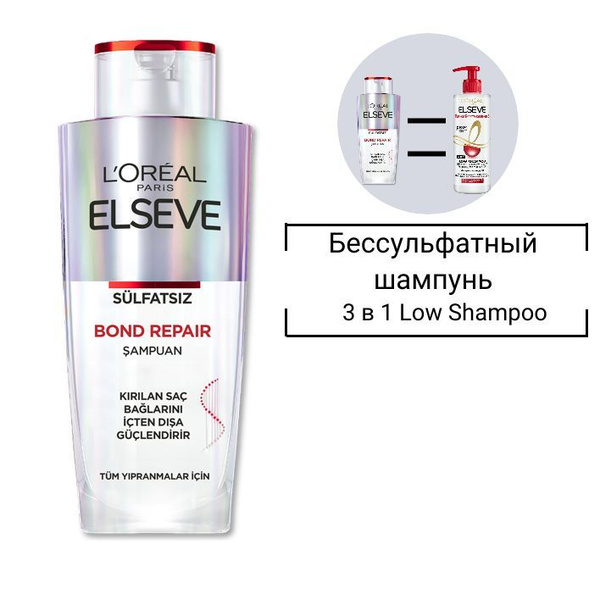 L'Oreal Paris Elseve Бессульфатный шампунь для поврежденных волос Bond ...
