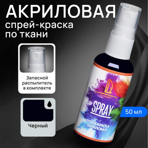 Luxart Акриловая краска-спрей для ткани LuxSpray цвет черный 50 мл ...