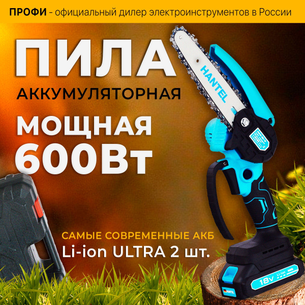 Мини пила аккумуляторная цепная HANTEL HAS-18/6 электропила садовая / в ...