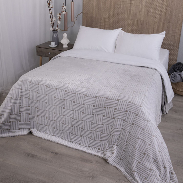 Плед покрывало микровелюр Tessolo Home 240х260. Пушистый зелено ...