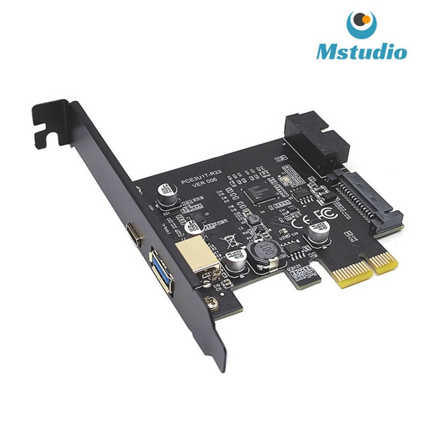 Плата расширения PCI-E x1 на USB 3.2 Type-C + USB 3.0 (питание SATA15 ...