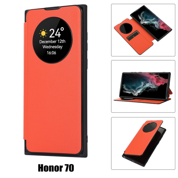 Кожаная чехол для телефона Honor 70 5G (Хонор 70 5Ж),Стенд, который ...
