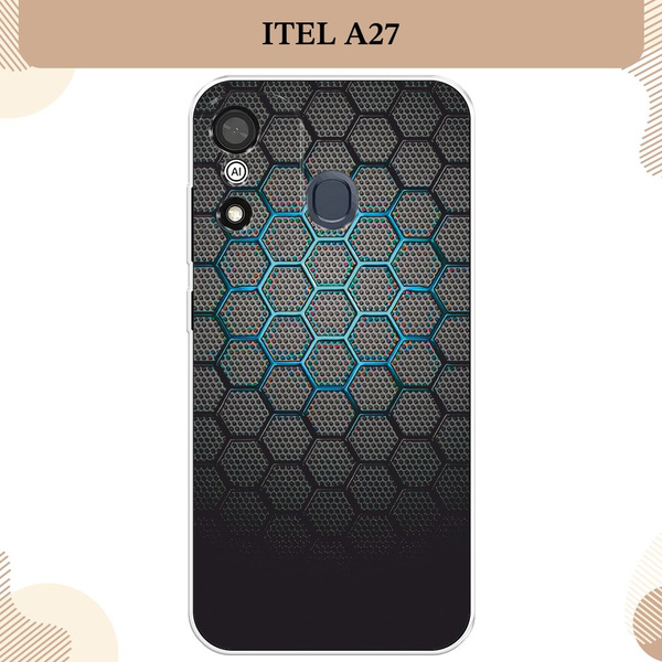 Силиконовый чехол на Itel A27 / Ител А27, Бирюзовые соты - купить с ...