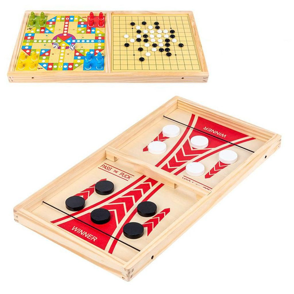 Игра с быстрой шайбой на слинге. Динамичная игра в деревянный хоккей ...