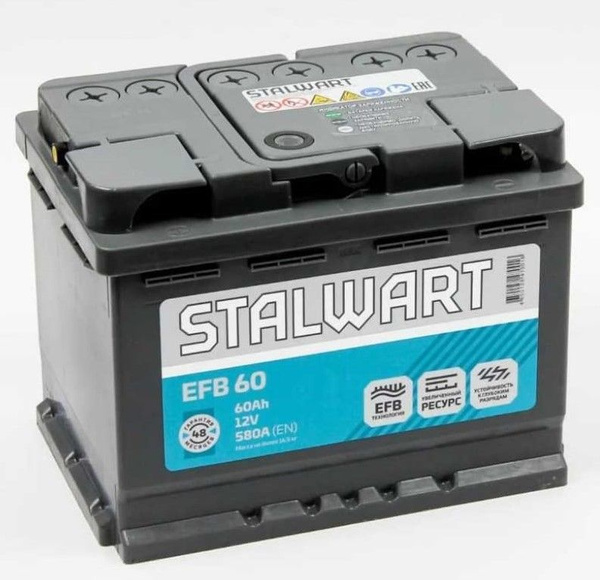 Аккумулятор автомобильный STALWART EFB 60.1 Ah 580 A ПП (242х175х190 ...