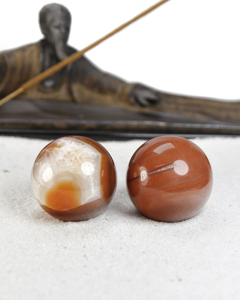 Массажные шары Баодинг Сердолик - диаметр 38-39 мм, натуральный камень ...