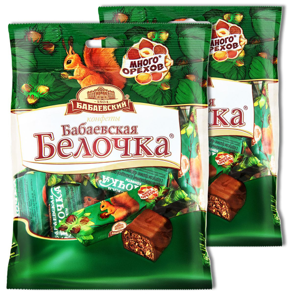 Конфеты шоколадные с начинкой "Бабаевская Белочка", 200 г, 2 уп ...