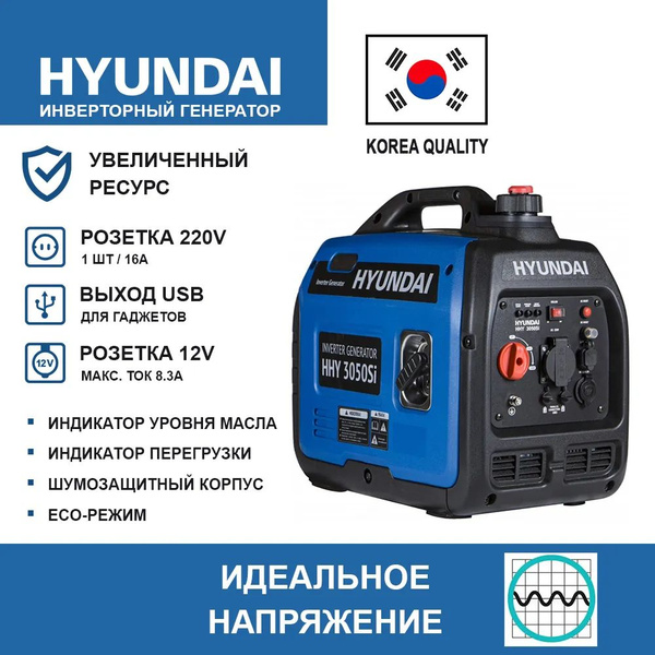 Генератор инверторный бензиновый Hyundai HHY 3050Si 3,3 кВт ...