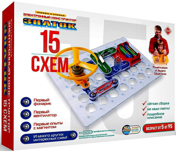 Электронный конструктор Знаток "Первые шаги к электронике. Набор А", 15 ...