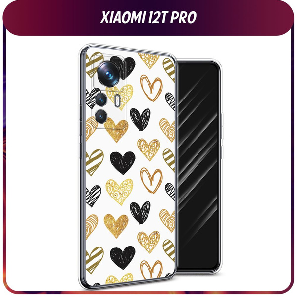 Силиконовый чехол на Xiaomi 12T Pro / Сяоми 12Т Про "Фон из сердечек 2 ...