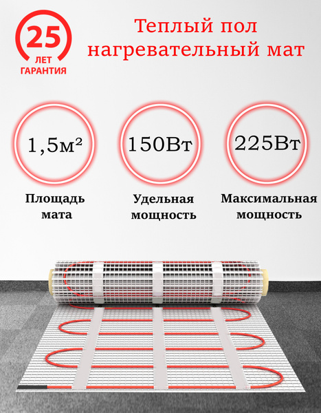 Теплый пол теплыйпол_225 1.5 м² - купить по доступным ценам в интернет ...