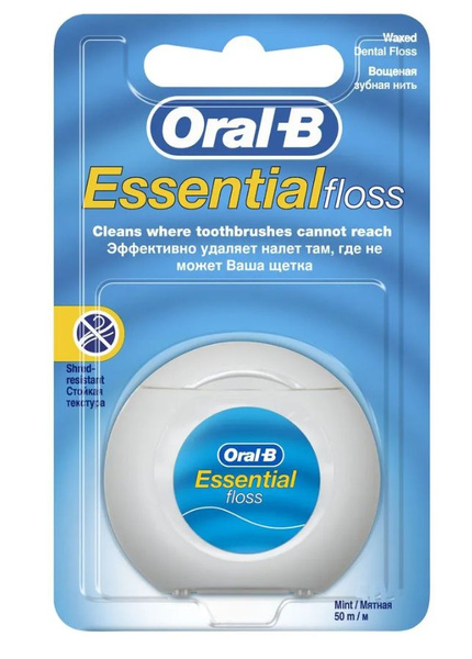 Oral-B Зубная нить Essential вощеная 50м мятная, 1 шт - купить с ...