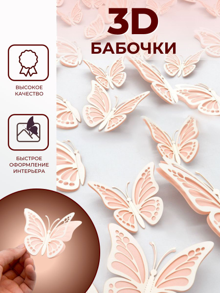 Купить настенный декор Бабочка 3d Мини 🦋 I AM ART