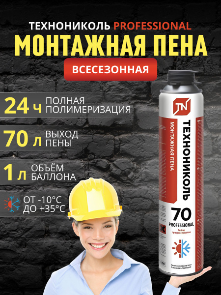 Профессиональная монтажная пена ТЕХНОНИКОЛЬ Professional 70 Всесезонная ...