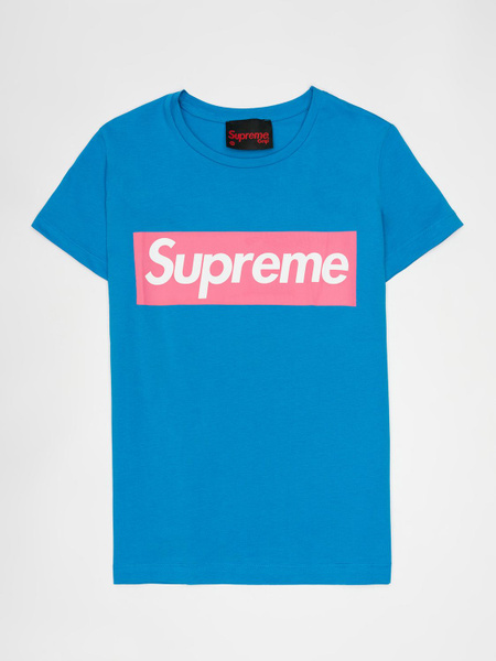 Футболка Supreme, размер 44, цвет голубой, хлопок 100% - купить по ...