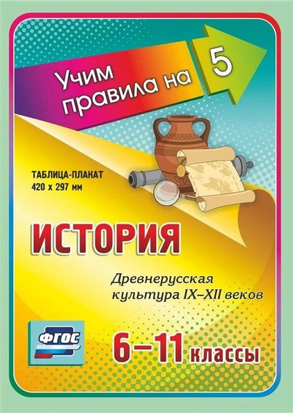 История. Древнерусская культура IX-XII веков. 6-11 классы: Таблица ...